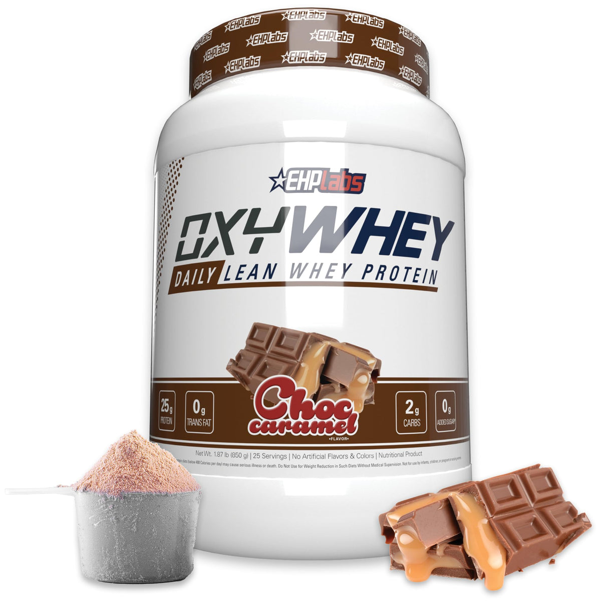 EHP Labs OxyWhey Whey Protein Powder - 25g of Whey Isolate Protein Powder Meal Replacement Shake Sugar Free Protein Powder - 25 Serves (Chocolate Caramel)